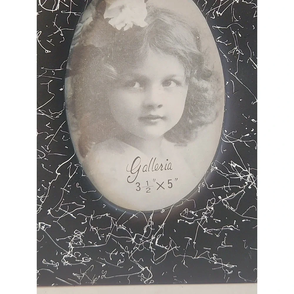 Vintage Galleria Black White Marbled Pattern Picture Frame 3.5 x5 Tabletop‎ Goth